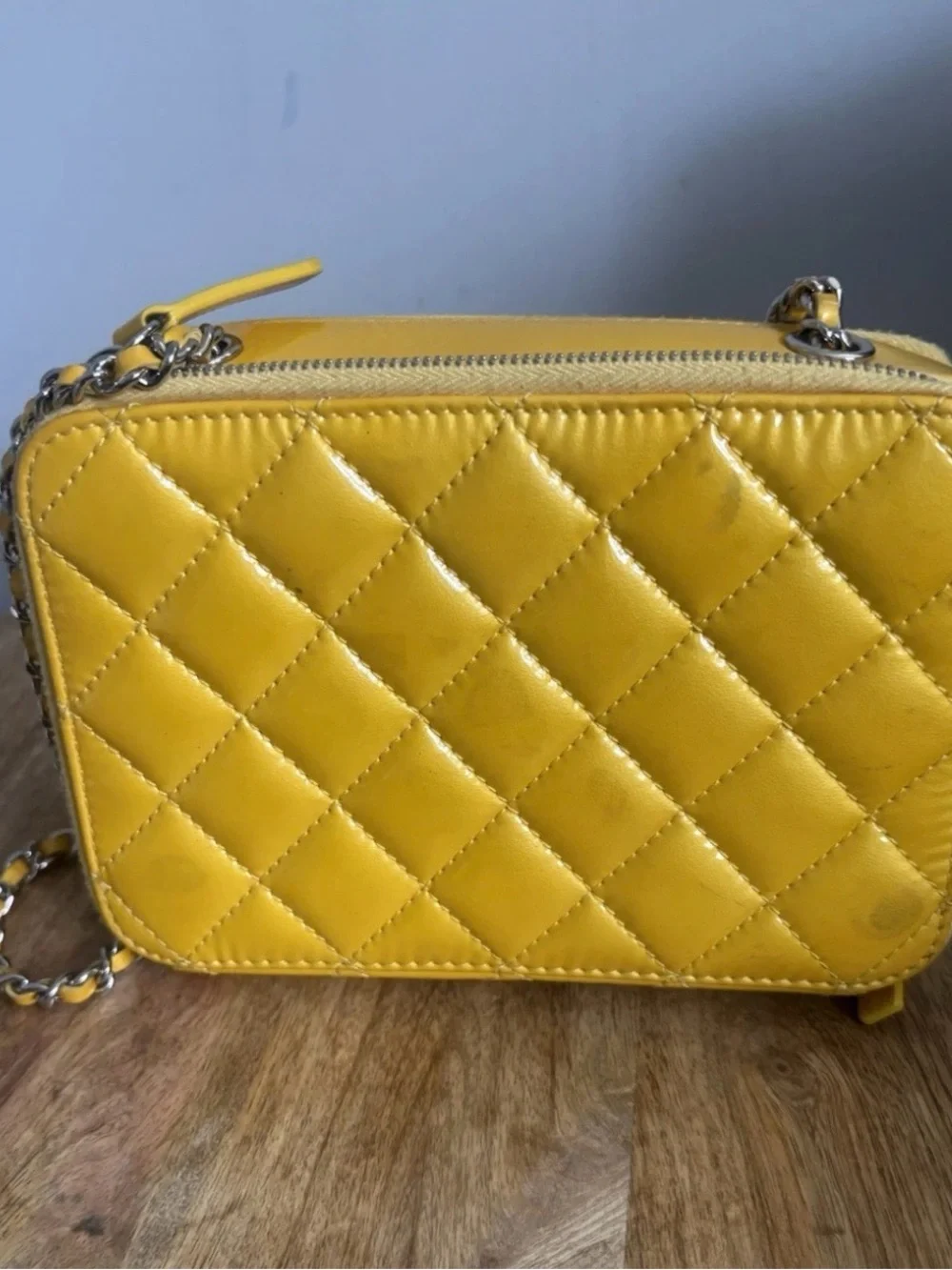 CHANEL Yellow Quilted Leather Crossbody Camera Bag